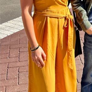 Sienna Sky Mustard Tie-Waist Wide-Leg Jumpsuit